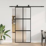 vidaXL Drsna vrata z opremo črna 90x205 cm kaljeno steklo Cene