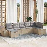 vidaXL 7-delni vrtni kavč set z blazinami Bež Poli Ratan, (22092214) | Shoptok.si