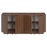 Hanah home Komoda v orehovem dekorju z luknjo za kable v temni naravni barvi 180x80x45 cm Dorma – | Shoptok.si