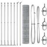 vidaXL Euro ograja z 7 flanšastimi stebri 1.6x10 m Galvanizirano jeklo | Shoptok.si