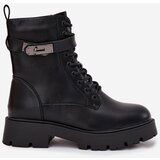 Boto Women's Work Boots With Decorative Strap Insulated Eco Leather Black Selita | shoptok.hr
