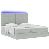 vidaXL Otomanski posteljni okvir z vzmetnicami siv 160x200 cm žamet | Shoptok.si