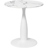  Okrugli blagovaonski stol čelik s praškastim premazom MDF s melaminom protuklizne noge 70 x 74 cm bijela | shoptok.hr