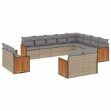  The Living Store Vrtna sedežna garnitura 12-delna z blazinami bež poli ratan - Vrtna Sedežna Garniture, (21452891) | Shoptok.si