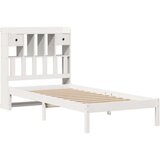 vidaXL Knjižna postelja brez ležišča bela 90x200 cm trdna borovina | Shoptok.si