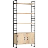 Police Knjižna omara 4-nadstropna 80x30x180 cm trden mangov les | Shoptok.si