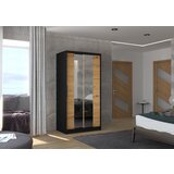 ADRK Klizni ormar s ogledalom DRAGONIS, 100 cm - CRNA-HRAST | shoptok.hr