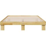 vidaXL posteljni okvir brez vzmetnice 135x190 cm masivni les hrast | Shoptok.si