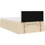 vidaXL Otomanski posteljni okvir z vzmetnico krem 120x190 cm blago, (21611191) | Shoptok.si