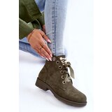 Boto Suede insulated boots with a zipper with pearls Green Raiso | Eponuda.ba