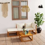  Sedežna garnitura 4-delna z blazinami krem akacijev les | Shoptok.si