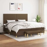  Box spring postelja z vzmetnico temno rjav 200x200 cm blago, (20999255) Cene