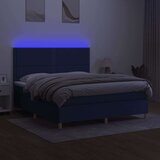  Krevet box spring s madracem LED plavi 160x200 cm od tkanine | shoptok.hr
