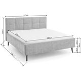 Meise M&amp;ouml;bel Sivi tapecirani bračni krevet s prostorom za odlaganje s podnicom 180x200 cm Nova &amp;ndash; Slike