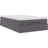 vidaXL Otomanski posteljni okvir z vzmetnico siv 120x190 cm um. usnje, (21611851) | Shoptok.si