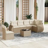 Maison Chic Seti vrtnega pohištva - Vrtna garnitura - Vrtni pohištvo set 7-delna z blazinami bež poli ratan, (21800724) | Shoptok.si