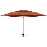  Vrtni suncobran s 4 razine i stupom 250 x 250 cm terakota | shoptok.hr