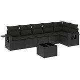 Maison Chic Seti vrtnega pohištva - Vrtna garnitura - Vrtni pohištvo set 7-delna z blazinami črn poli ratan, (21803031) | Shoptok.si