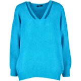  ženski oversize džemper plavi Cene