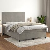 vidaXL Box spring postelja z vzmetnico svetlo siv 140x190 cm žamet Cene