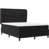 vidaXL Postelja s pokrovom in vzmetnico Črna 140x190 cm Žamet | Shoptok.si
