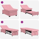 vidaXL Kavč Postelja 3-v-1 Izvlečne Oblike Roza Žamet | Shoptok.si