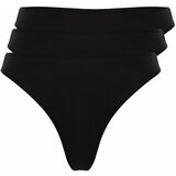 Trendyol Curve 3-Pack Black Thong Panties Cene