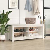vidaXL klupa za cipele bijela 110x38x45,5 cm od masivne borovine Cijene