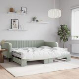  The Living Store Izvlečna dnevna postelja z vzmetnico sv. siva 100x200 cm blago - Izvlečna Dnevna Postelja, (21509070) | Shoptok.si