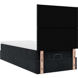 vidaXL Otomanski posteljni okvir z vzmetnicami črn 100x200cm žamet | Shoptok.si