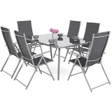 garnitura namještaja 145 cm srebrna / siva 6+1
