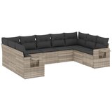 Maison Chic Seti vrtnega pohištva - Vrtna garnitura - Vrtni pohištvo set 9-delna z blazinami sv. siv poli ratan, (21798096) | Shoptok.si