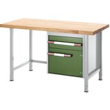 eurokraft pro delovna miza z nastavitvijo višine, izvedba z ogrodjem, 1 predal, 1 krilna vrata, širina 750 mm, svetlo siva / zelena | Shoptok.si
