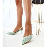 Gemre Green mesh pumps with beads Terikol | Shoptok.si