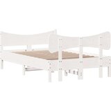 vidaXL Posteljni okvir z vzglavjem bel 120x200 cm trdna borovina | Shoptok.si