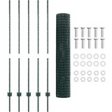 vidaXL Euro Ograja s stebri Set 2 Zelena Prašno lakirano jeklo, PVC | Shoptok.si