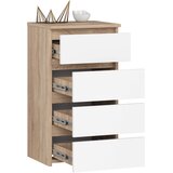 AKORD Cl4 Komoda, 4 Predali, Hrast Sonoma/Bela, (5000332165) | Shoptok.si