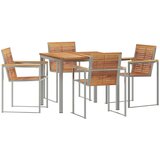 vidaXL set za blagovanje u vrtu od 5 komada od čvrste tikovine, vanjski blagovaonski stol 90x90x74.5 cm od čvrste tikovine Cijene