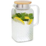 Klarstein Glaswerk Livenza, vrč za vodu, 1,5 litre, borosilikatno staklo, cjedilo od nehrđajućeg čelika, poklopac od hrastovine | shoptok.hr
