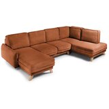 Bonami Selection Oranžna raztegljiva kotna sedežna garnitura iz rebrastega žameta (desni kot/v obliki črke "U") Tori – | Shoptok.si
