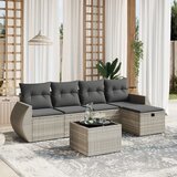  6-dijelni set vrtnih sofa od poliratana s jastucima svjetlosivi | shoptok.hr