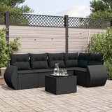  6-dijelni set vrtnih sofa s jastucima crni od poliratana | shoptok.hr