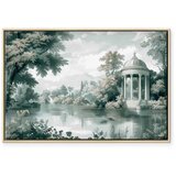  Slika - View of the Park and Lake Retro Vintage Landscape in Greens 90x60 U prirodnom drvenom okviru | shoptok.hr