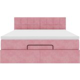 Otomanska postelja z vzmetnico & LEDs roza 140x190cm žamet | Shoptok.si