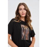 Marisse Cotton T-Shirt With Print, Black Cene