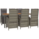  7-dijelni vrtni blagovaonski set sivi od poliratana Siva Dužina stola 190 cm | Shoptok.si
