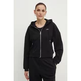 Karl Lagerfeld Bombažen pulover ženski, črna barva, s kapuco, 245W2112