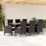 vidaXL 9-dijelni vrtni blagovaonski set s jastucima crni od poliratana | shoptok.hr