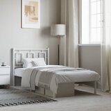 Maison Chic Kovinski Posteljni okvir - Enojna postelja - Postelja za odrasle z vzglavjem bel 90x200 cm, (21694227) | Shoptok.si