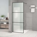 Pregrada za tuš crna 80 x 195 cm s mutnim staklom ESG | shoptok.hr